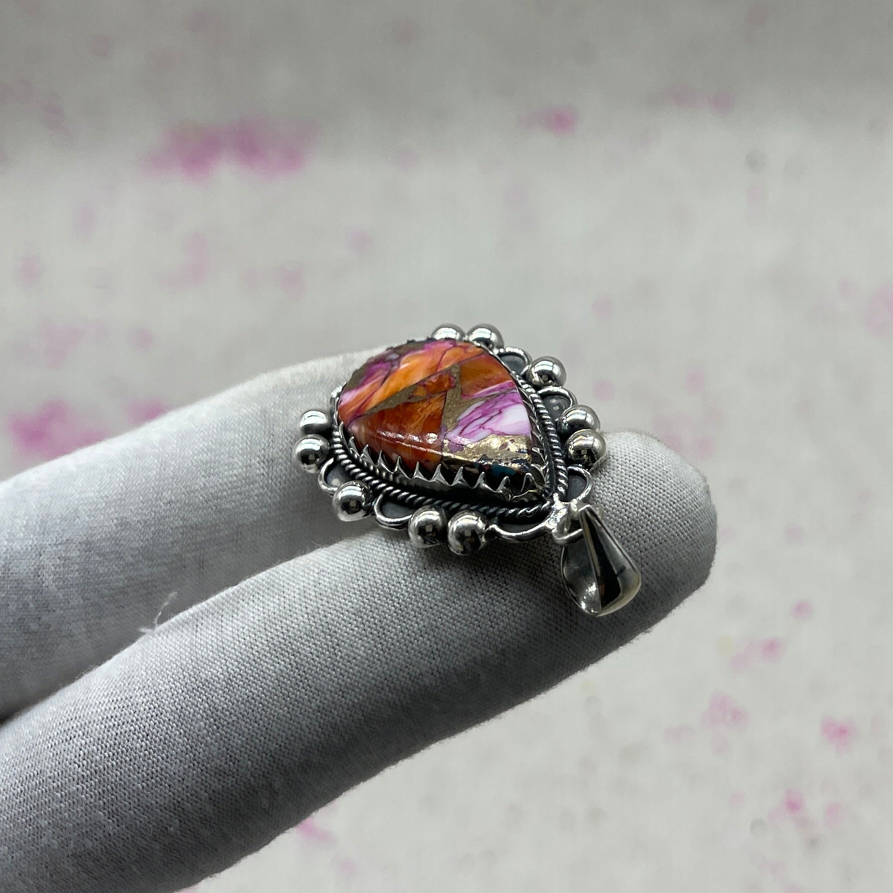 Spiny Oyster Turquoise 925 Sterling Silver Pendant – Handmade Artisan Pendant