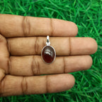 925 Sterling Silver Hessonite Garnet Pendant – Natural Gemstone Bezel Set | Vedic Astrology Rahu Stone