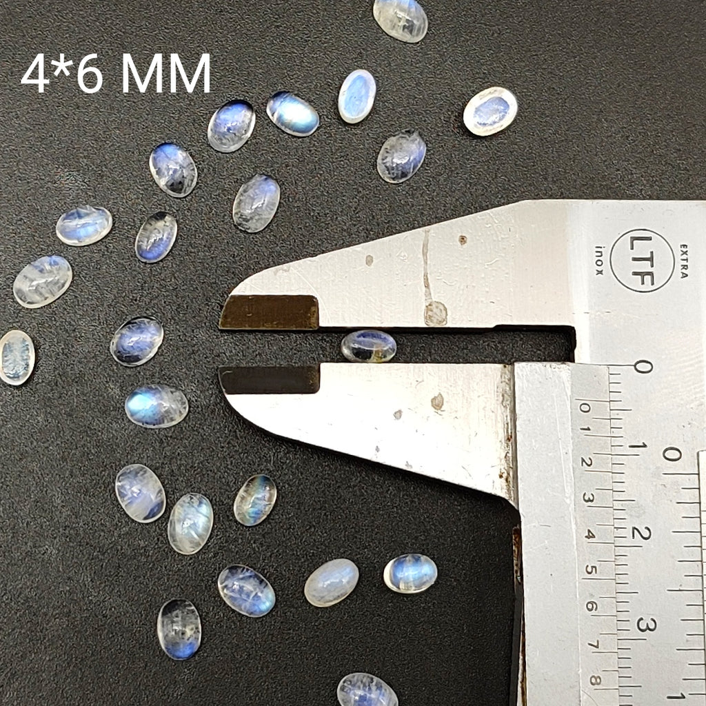 Oval Shape Natural Rainbow Moonstone AAA+ Quality Lot Of 5 PCS