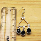 Triple Drop Black Onyx Dangle Earrings – Boho Statement Style