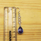 Natural Amethyst Dangle Earrings with Artistic Silver Work