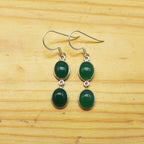Natural Rainbow Green Onyx Oval Shape Gemstone Earring