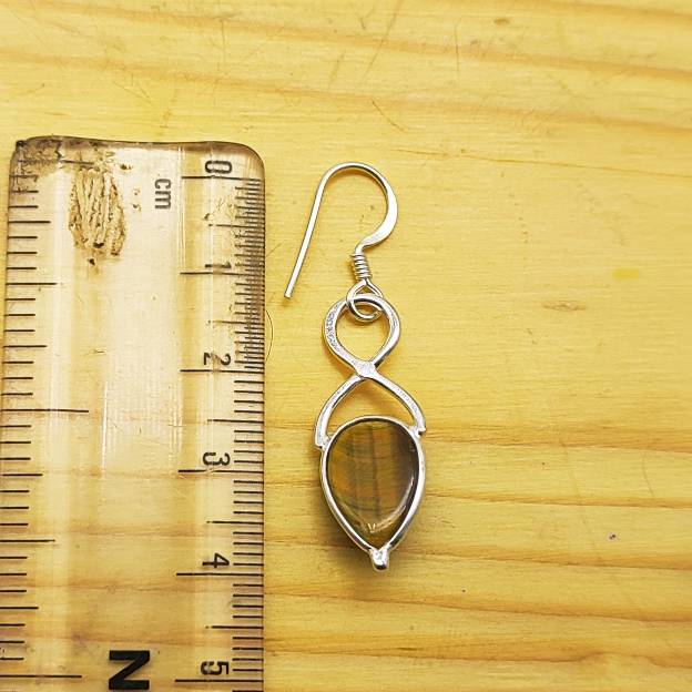 925 Silver Tiger Eye Drop Earrings – Minimalist Statement Jewelry