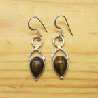 925 Silver Tiger Eye Drop Earrings – Minimalist Statement Jewelry
