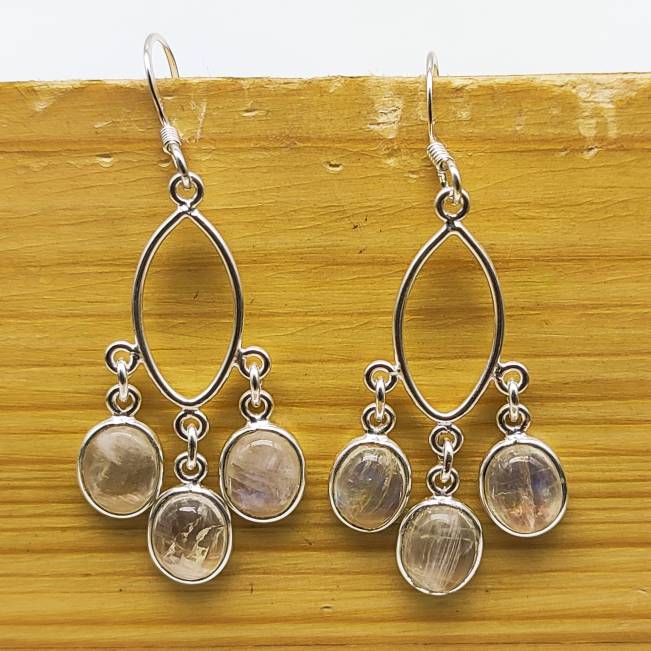 Oval Shape Moonstone Statement Earring in 925 Sterling Silver