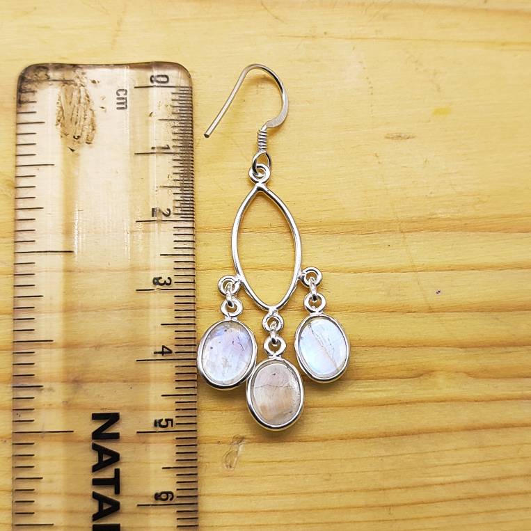 Oval Shape Moonstone Statement Earring in 925 Sterling Silver