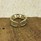 S925 Sterling Silver Small Opal Gemstone Adjustable Bezel Ring