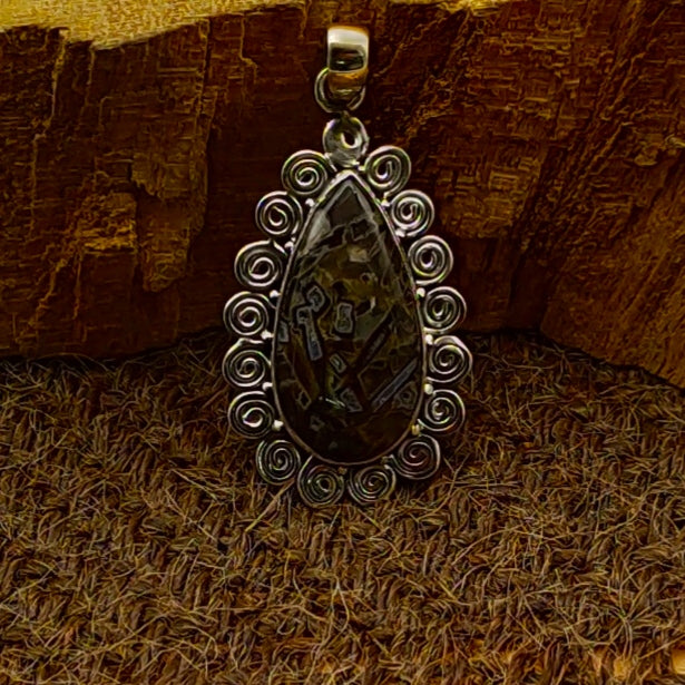 Stick Agate 925 Silver Southwestern Pendant Necklace