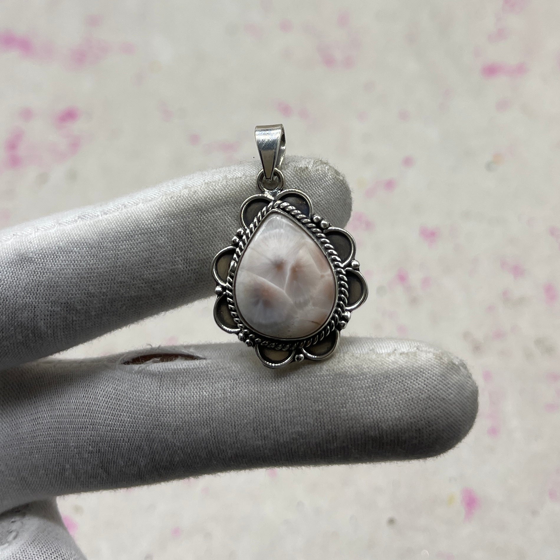 Pink Larimar 925 Sterling Silver Pendant – Bohemian Designer Jewelry