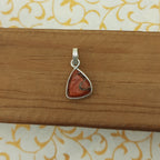925 Sterling Silver Coral Pendant – Natural Gemstone Bezel Set | Mars Planet Astrology Jewelry