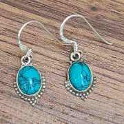925 Sterling Silver Turquoise Oval Earrings