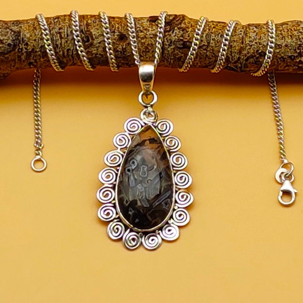 Stick Agate 925 Silver Southwestern Pendant Necklace