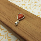 925 Sterling Silver Coral Pendant – Natural Gemstone Bezel Set | Mars Planet Astrology Jewelry