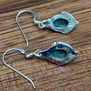 925 Sterling Silver Turquoise Oval Earrings