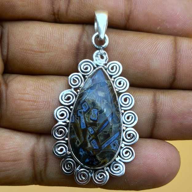 Stick Agate 925 Silver Southwestern Pendant Necklace
