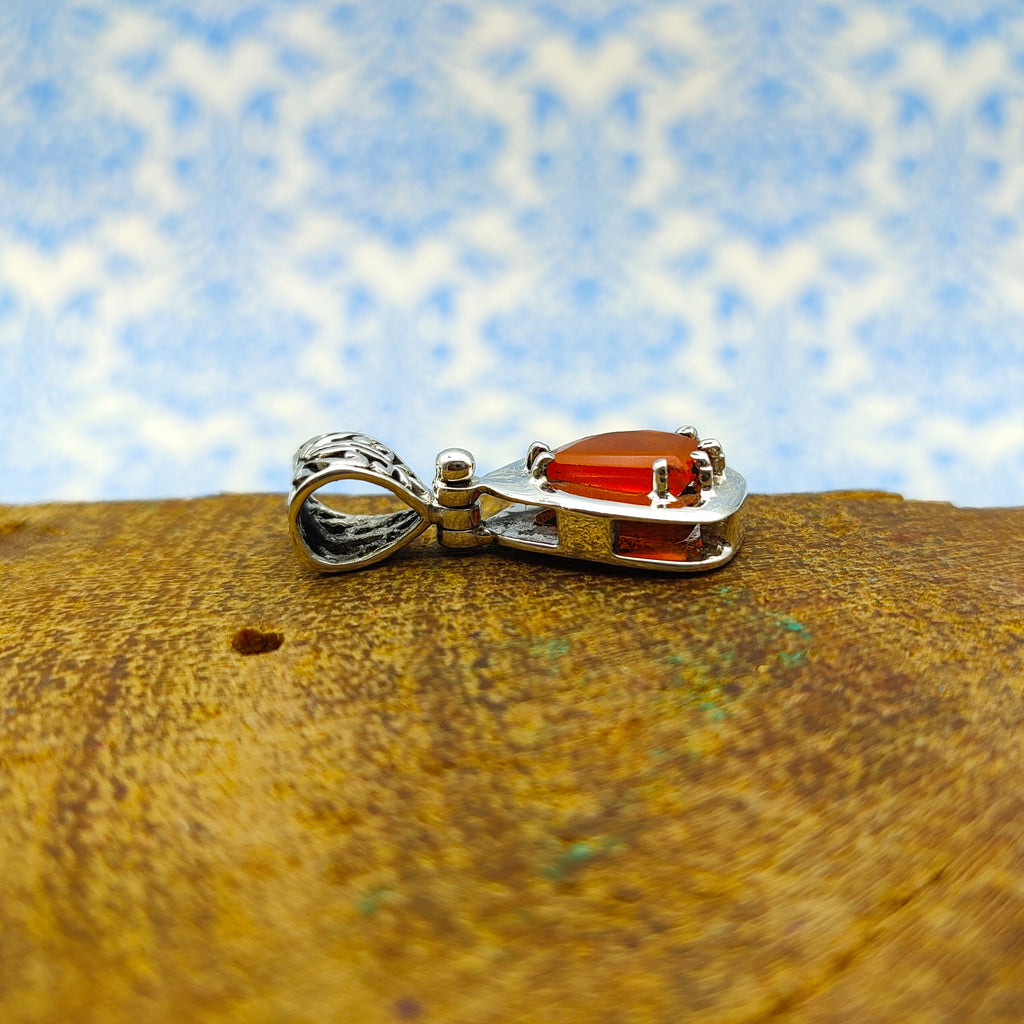 Carnelian Nepali Bohemian Handmade Silver Pendant