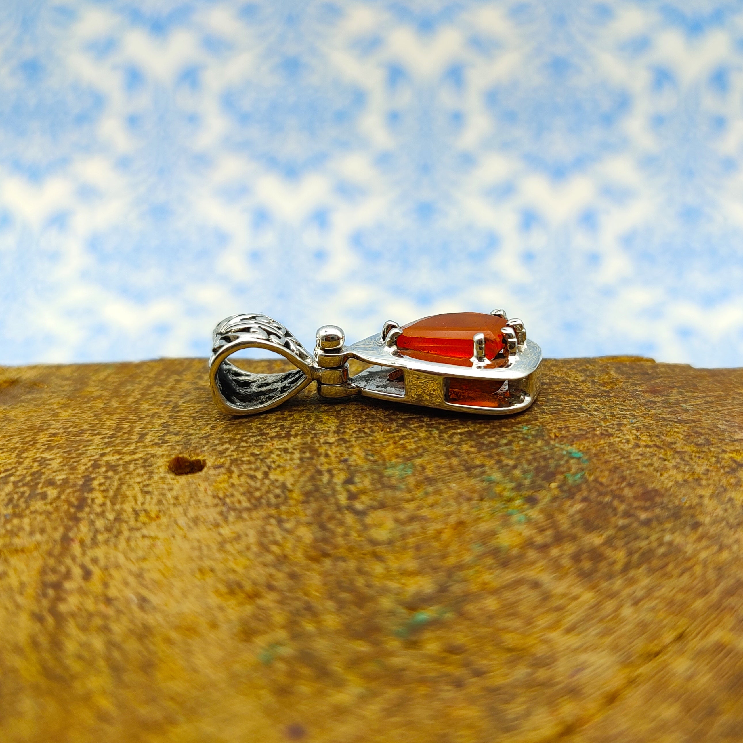 Carnelian Nepali Bohemian Handmade Silver Pendant