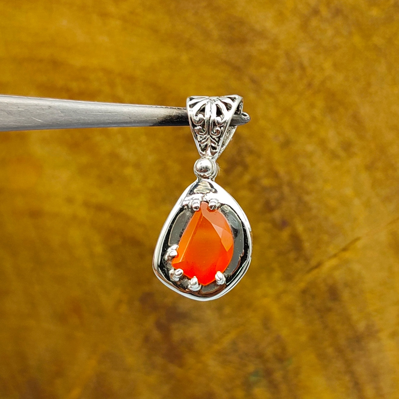 Carnelian Nepali Bohemian Handmade Silver Pendant
