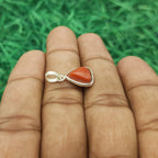 925 Sterling Silver Coral Pendant – Natural Gemstone Bezel Set | Mars Planet Astrology Jewelry
