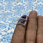 Handcrafted Lapis Lazuli Earrings – 925 Sterling Silver Triangle Shape Gemstone