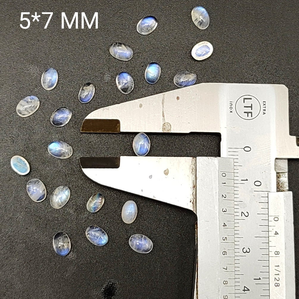 Oval Shape Natural Rainbow Moonstone AAA+ Quality Lot Of 5 PCS
