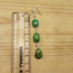 Elegant Three-Tier Green Turquoise  Earrings – Handmade Silver