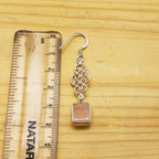 Handmade Rose Quartz Earrings – Cushion Gemstone in Silver
