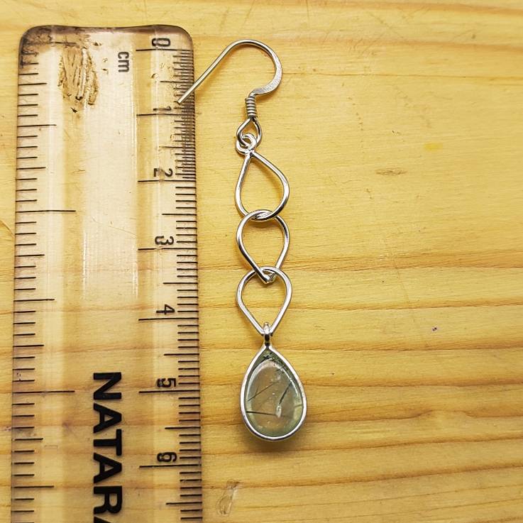 925 Silver Prehnite Dangle Earrings – Statement Gemstone Jewelry
