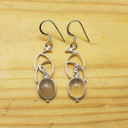 Handmade Crystal Oval Earrings with Filigree Silver Design