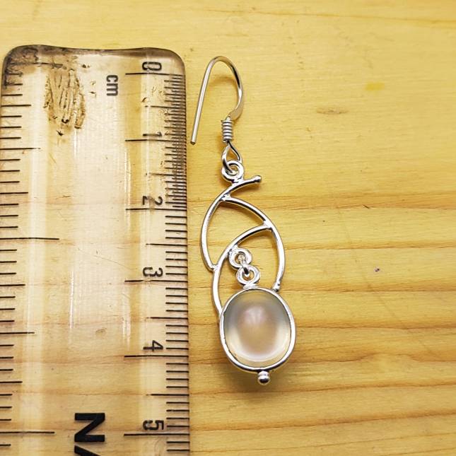 Handmade Crystal Oval Earrings with Filigree Silver Design