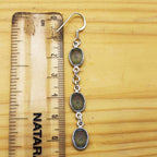 Minimalist TripleOval Purple Stone Earrings in Silver