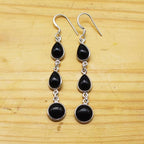 925 Silver Black Onyx Dangle Earrings – Statement Gemstone Jewelry