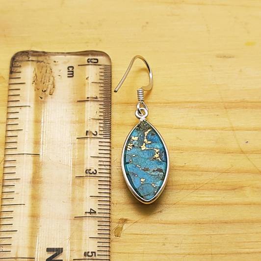 Handcrafted Blue Copper Turquoise Earrings in Sterling Silver