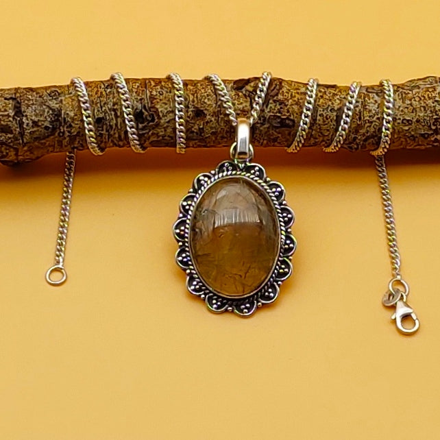 Rutile Quartz 925 Silver Southwestern Pendant