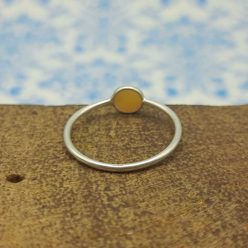 925 Sterling Silver Round Shape Opal Cabochon Bezel Ring For Women