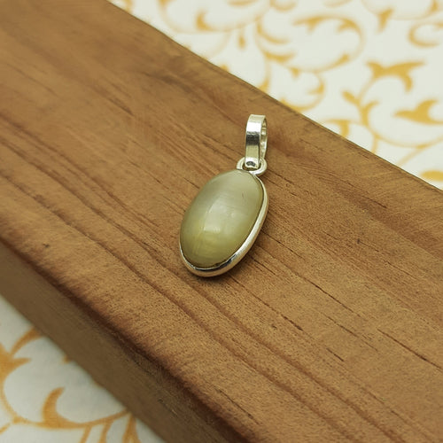 925 Sterling Silver Cat’s Eye Pendant – Natural Gemstone Bezel Set | Ketu Astrology Protection Stone