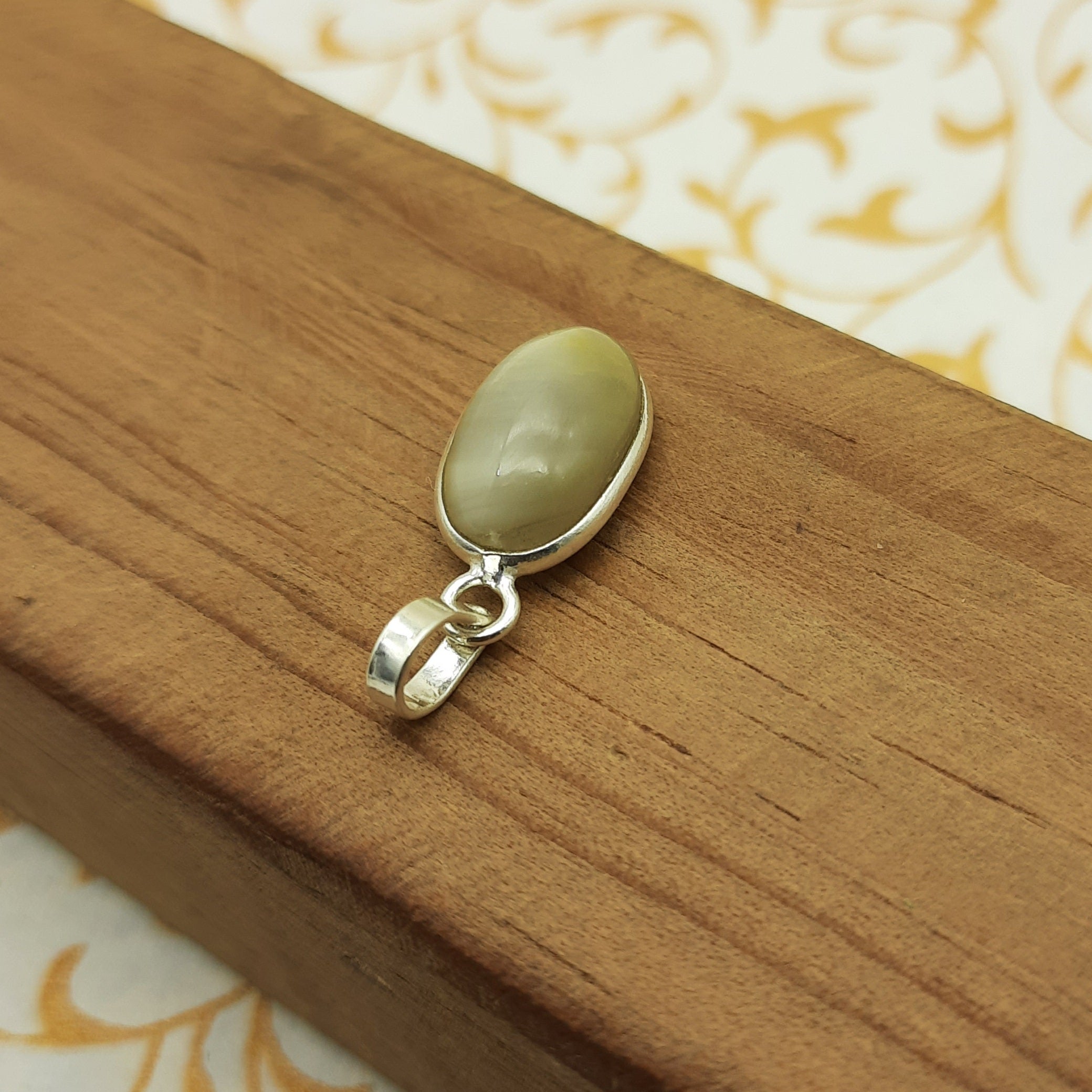 925 Sterling Silver Cat’s Eye Pendant – Natural Gemstone Bezel Set | Ketu Astrology Protection Stone