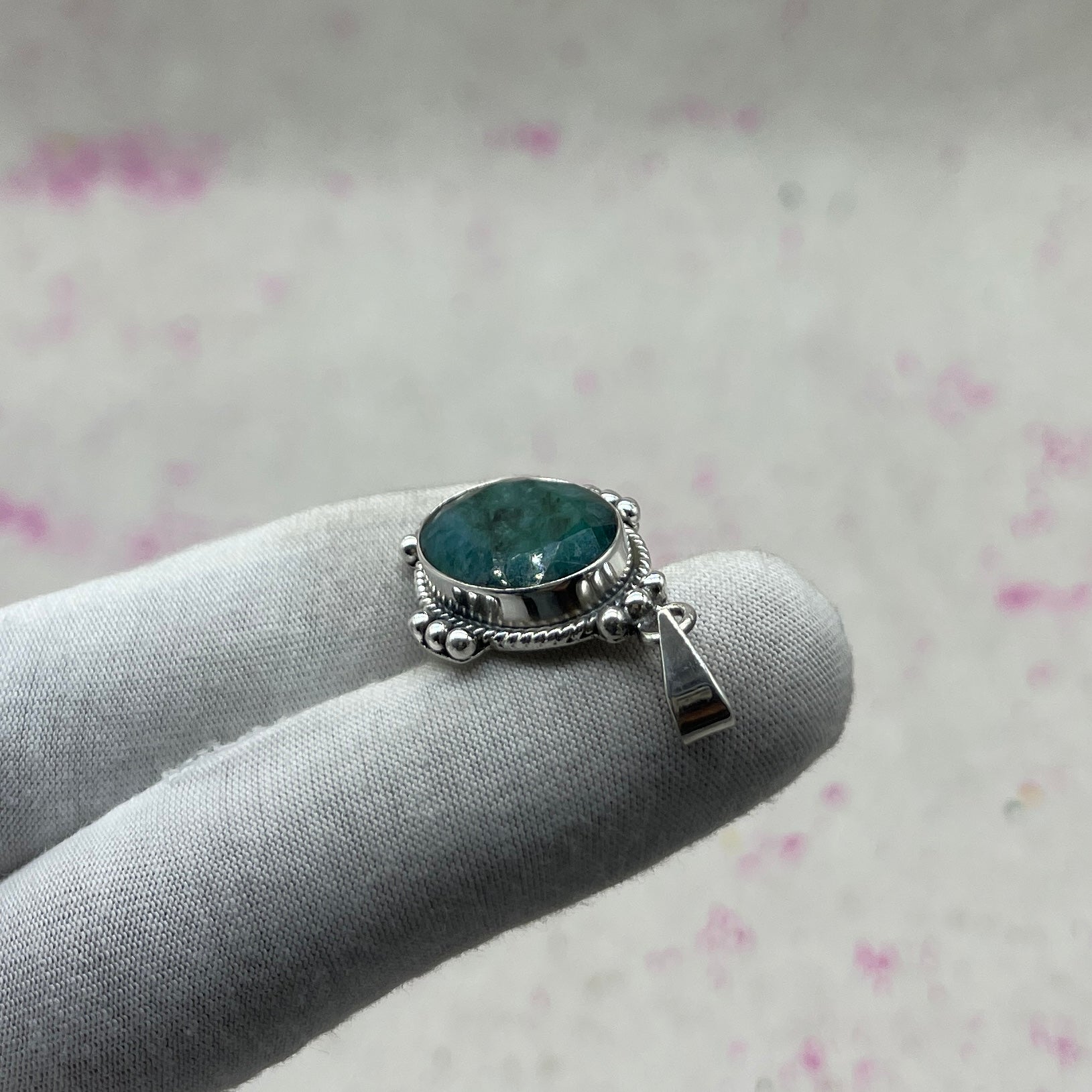 Dyed Emerald 925 Sterling Silver Handmade Pendant | Bohemian Tribal Statement Jewelry