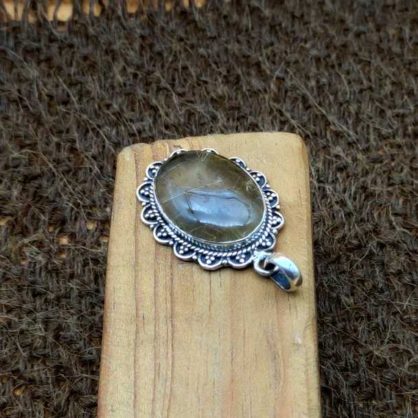 Rutile Quartz 925 Silver Southwestern Pendant