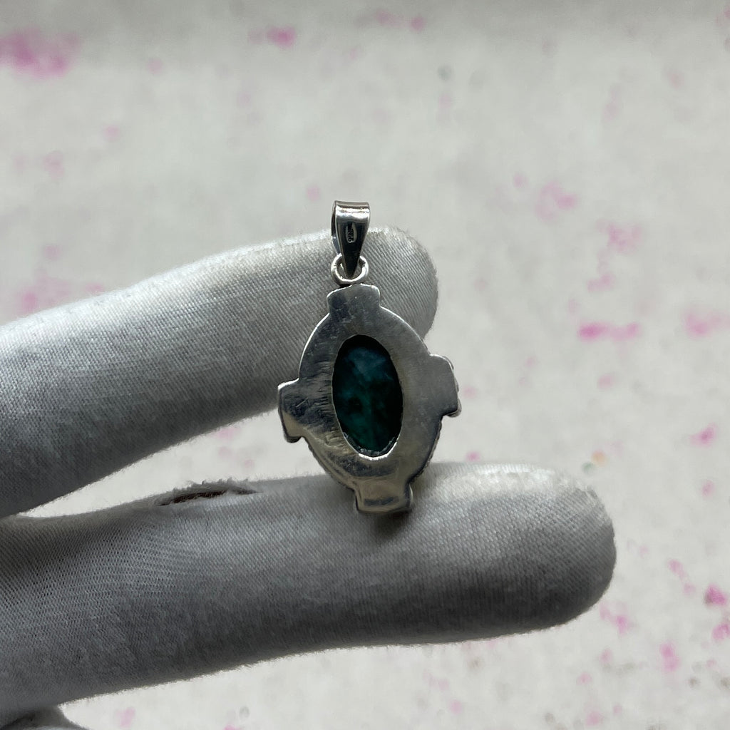 Dyed Emerald 925 Sterling Silver Handmade Pendant | Bohemian Tribal Statement Jewelry