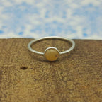 925 Sterling Silver Round Shape Opal Cabochon Bezel Ring For Women