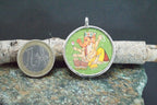 925 Silver Ganesha Handpainted Glass Pendant Designer Frame