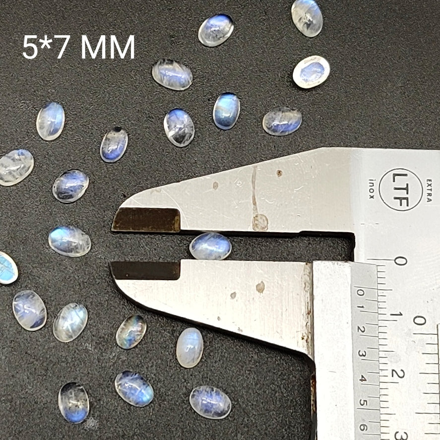Oval Shape Natural Rainbow Moonstone AAA+ Quality Lot Of 5 PCS