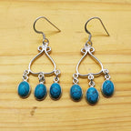 925 Silver Turquoise Earrings with Filigree Silver Design