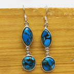 Elegant Turquoise Two-Tier Dangle Earrings in Sterling Silver