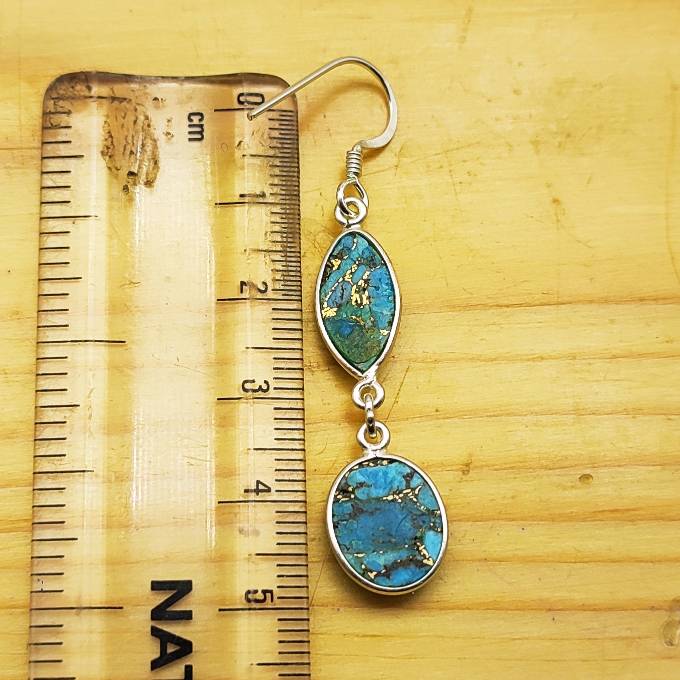 Elegant Turquoise Two-Tier Dangle Earrings in Sterling Silver