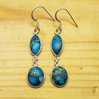 Elegant Turquoise Two-Tier Dangle Earrings in Sterling Silver