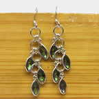 Elegant Purple Gemstone Long Dangle Mystic Topaz Earrings