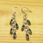Elegant Purple Gemstone Long Dangle Mystic Topaz Earrings