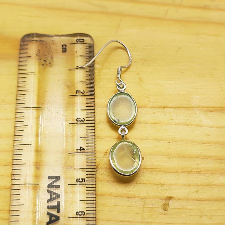 Statement Prehnite Dangle Earrings – Sterling Silver